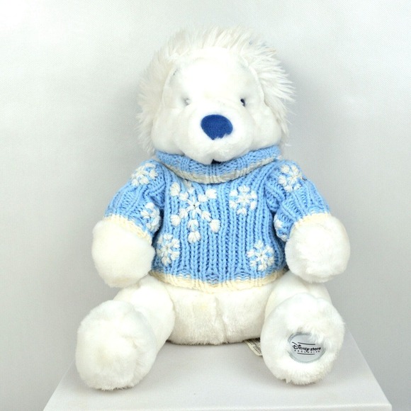 Disney Store Exclusive Winnie The Pooh Bear White Winter Plush Snowflake 12" - Picture 1 of 4